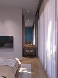 Phòng ngủ Nhà phố đẹp 5x16, 1 trệt, 1 lầu, 1 sân thượng, 1 tum mái tại Mỹ Tho