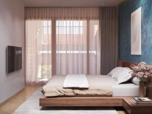 Phòng master Nhà phố đẹp 5x16, 1 trệt, 1 lầu, 1 sân thượng, 1 tum mái tại Mỹ Tho