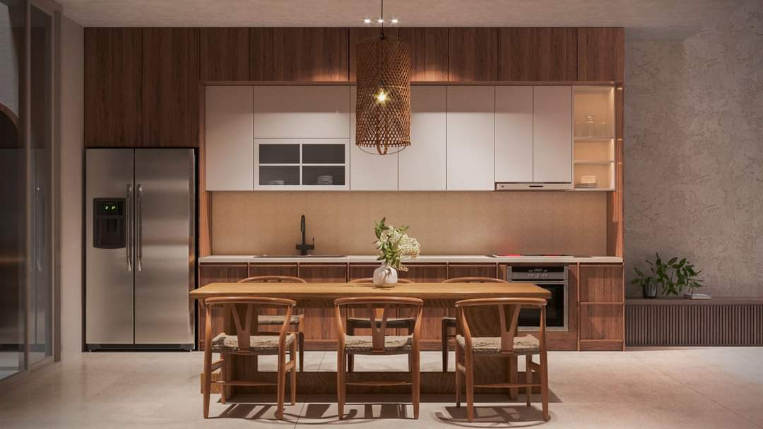 Bàn ăn bếp Nhà phố đẹp 5x16, 1 trệt, 1 lầu, 1 sân thượng, 1 tum mái tại Mỹ Tho