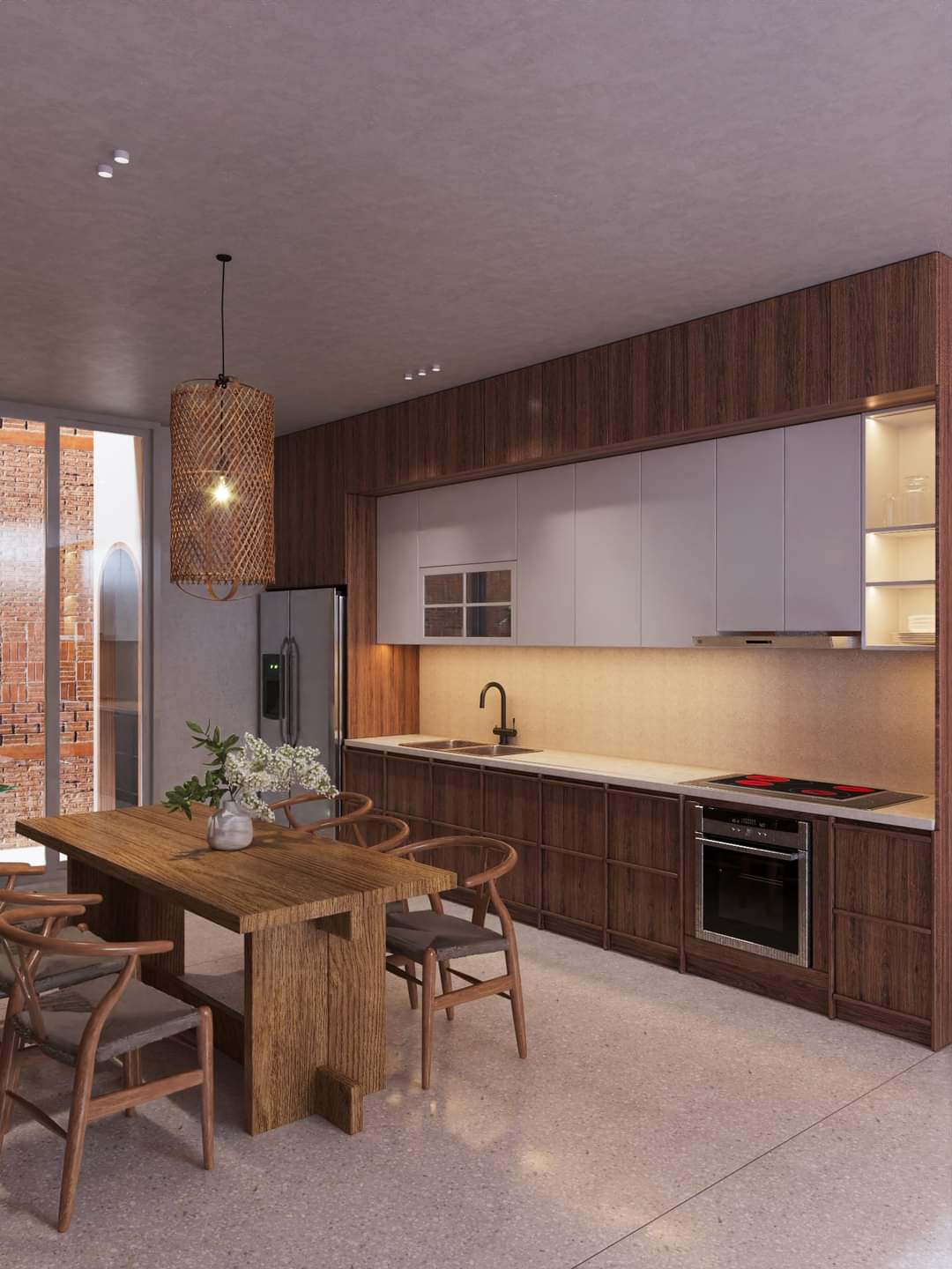 Bếp Nhà phố đẹp 5x16, 1 trệt, 1 lầu, 1 sân thượng, 1 tum mái tại Mỹ Tho