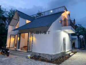 nhà vườn xây bằng bê tông khí chưng áp, nhà cấp 4, biệt thự mini